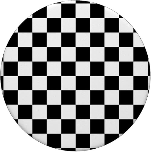 Miniatura 3 de PopSockets de ajedrez clásico a cuadros grandes intercambiables en negro y blanco