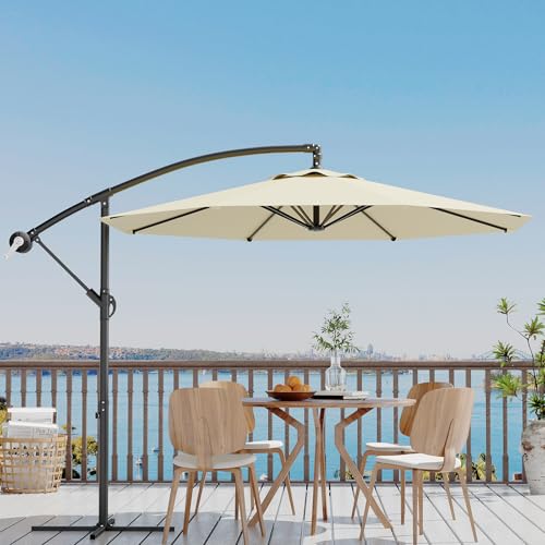 10 ft Cantilever Umbrella outdoor patio, Offset Patio Umbrella with Easy Lift & Tilt Adjustment, UV Protection Fade Resistant for Deck, Pool, Garden,