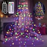BrightChristmas 200 LEDs Christmas Tree Lights with Ring, 6.56ft*10 Strings Christmas Lights with 8 Modes & Timer, Remote Control Tree Lights for Indoor Outdoor Holiday Decor (Multicolor)