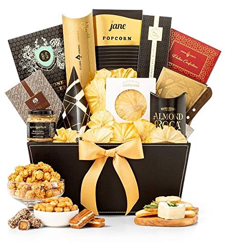 GiftTree Metropolitan Gourmet Gift Basket | Assorted Candies, Camembert Cheese, Dried Pineapple, Tropical Island Mix, Toffee Popcorn | Perfect Present for Friends, Family and Clients