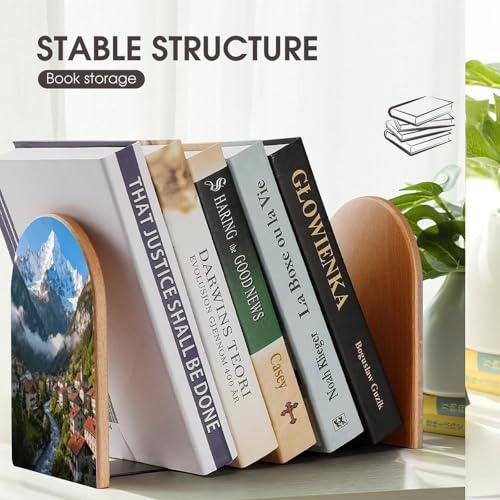 Sujetalibros decorativos de madera Chamonix, organizador resistente 8