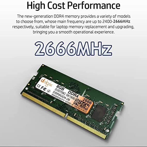 Image of Dolgix 8GB DDR4 Laptop / Notebook RAM | 2666MHz | CL-19| SO-DIMM Memory| PC4-21300( 1Rx8 Single Rank) 3 Years Warranty (Made in India)