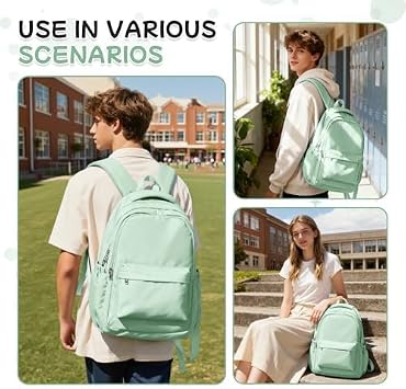 HYC00 School Backpack for Teenagers Womens School Bag for Girls Boys College Backpack Women Men Water Resistant 14 Inch Laptop Rucksack Anti Theft Casual Travel Work Bags Pack Back,Light Green