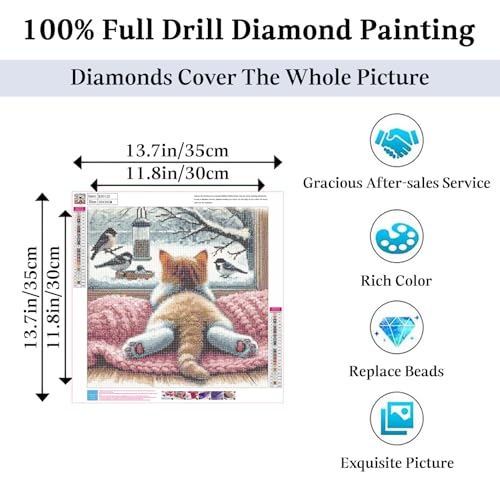 Image of JAKI Cat Diamond Painting Kits for Adults Beginners-Animal Diamond Art Kit for Adults,5D DIY Gem Art Kits for Gift Home Wall Decor(14x14inch)