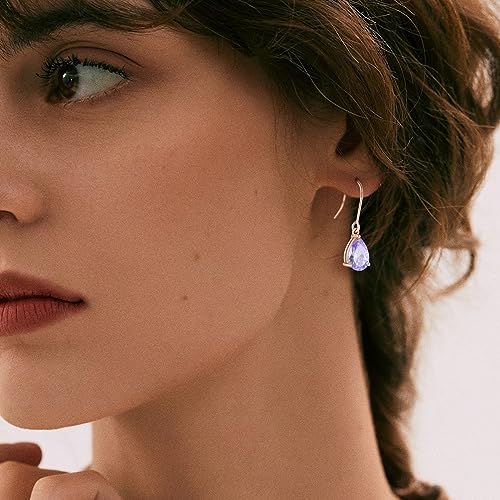 925 Sterling Silver 7x10MM Teardrop Birthstone Earrings, Solitaire Dangle Fish Hook Earrings for Women, Prom Jewelry Gifts3