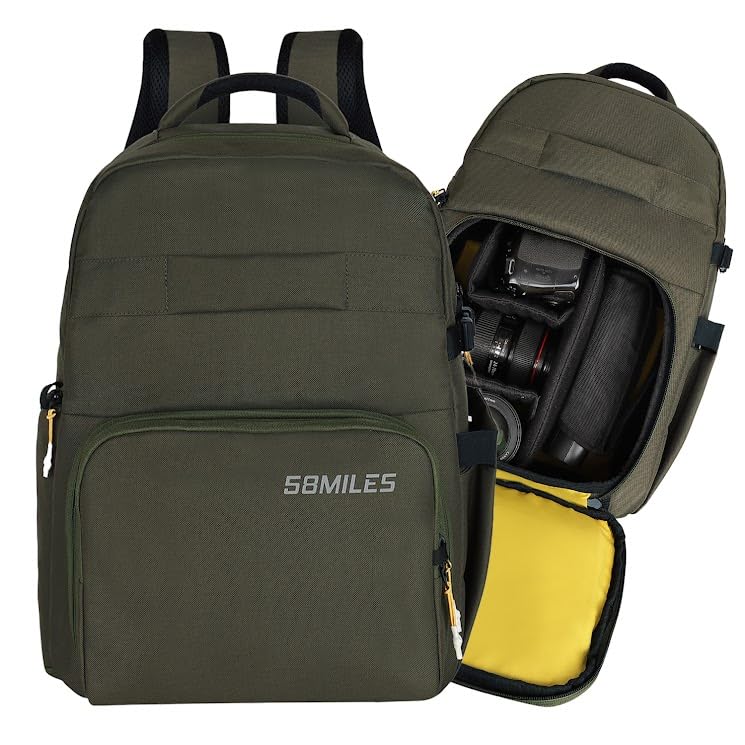 Image of Camera Bag for DSLR & Mirrorless - Professional Travel Camera Backpack - Includes Anti-Theft Zipper, Laptop Compartment, Rain Cover, Shockproof Custom Dividers, Drone, Tripod Holder - Olive