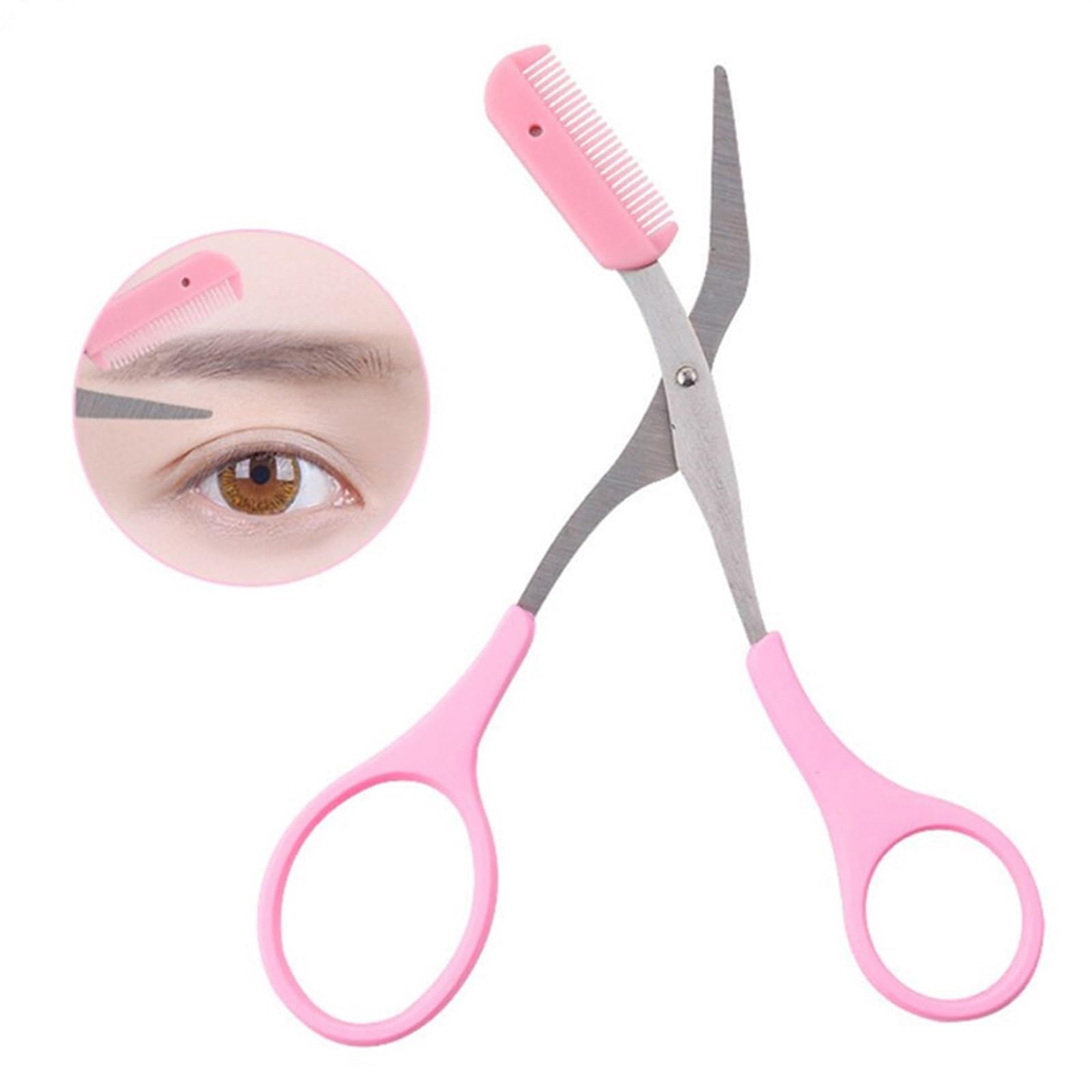 Ciseaux Tondeuse à Sourcils Ciseaux Peigne Acier Inoxydable Ciseaux à Cheveux pour Sourcils Pinces Façonnage Toilettage Tondeuse Accessoires de Maquillage (Bleu)