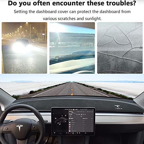 Eruseay Dashboard Cover For Tesla Model 3/Y, Flannel Central Control Dash Board Wrap Mat For Tesla Model Y Model 3 2017-2022 2023 Decorative Interior Auto Accessories #TOP1