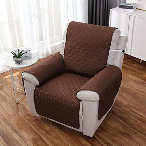 YOPOIY Quilted Recliner Cover, Soft Recliner Slipcover Non Slip Width to 22 Inch Recliner Couch Cover with Elastic Straps Recliner Protectors Cover for Kids and Pets -Coffee-One Size