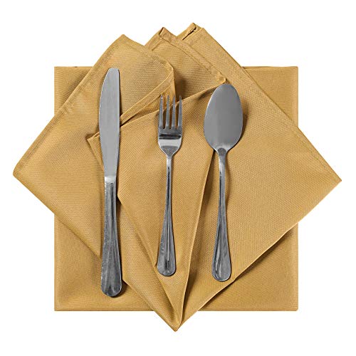 Cloth Napkins 17X17 Inch Washable Polyester Dinner Napkins Soft Table Napkins For Wedding Party Dining Banquet(Gold,12Pcs) #TOP3