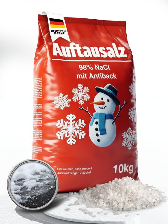 Auftausalz oder Streusalz 10kg ist der perfekte Schnee Salzstreuer - Schützen Sie Ihre Liebsten! Unser Winterstreumittel sichert Ihre Wege im Winter | Streugut aus 98% Nacl | Natureflix (10 kg)