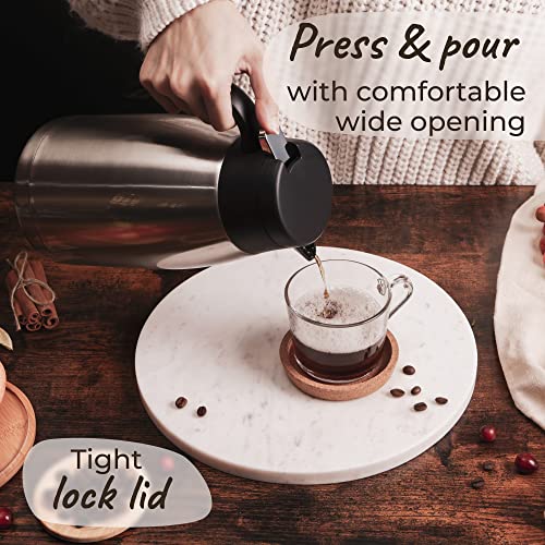 Pykal Thermische Koffie Karaf - 2 L - Vacuüm Geïsoleerde Koffie Dispenser 24HR 60 Cº - Grote Roestvrijstalen Theekan… - Afbeelding 6