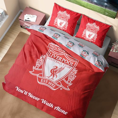 Get Trend Liverpool FC Double Duvet Cover Set Reversible Football-Themed Bedding Set with Pillowcases Ultra Soft & Durable Duvet Quilt Bedding Cover (Red Liverpool Double)