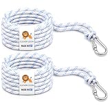 Clever Leon Kit Sospensione per Amaca e Sedia Sospesa, Set 2 Corde 4 m con 2 Moschettoni di Sicurezza, Corda in Polipropilene 6 mm Resistente UV, Portata 360 kg, per Giardino, Terrazza e Campeggio