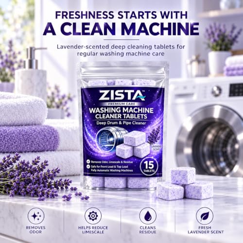 Image of ZISTA Washing Machine Cleaner Tablets with Lavender Scent 15 Pcs