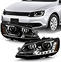 ACANII - For Black Smoke Halogen 2011-2018 VW Jetta Sedan LED Ushape DRL Projector Headlights Driver + Passenger Side