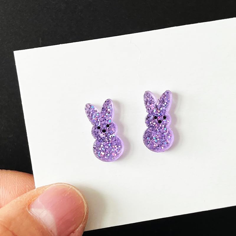 Happy Easter Earrings Set Shinning Rabbit Acrylic Drop Dangle Earrings Set Cute Easter Eggs Bunny Mushroom Resin Stud Earrings Flower Animals Earrings Holiday Party Jewelry Gifts - Image 7