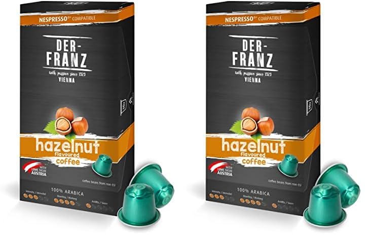 Cápsulas de café compatibles con Nespresso, 1 x 10 Cápsulas, aromatizado con aroma a Avellana (Paquete de 2)
