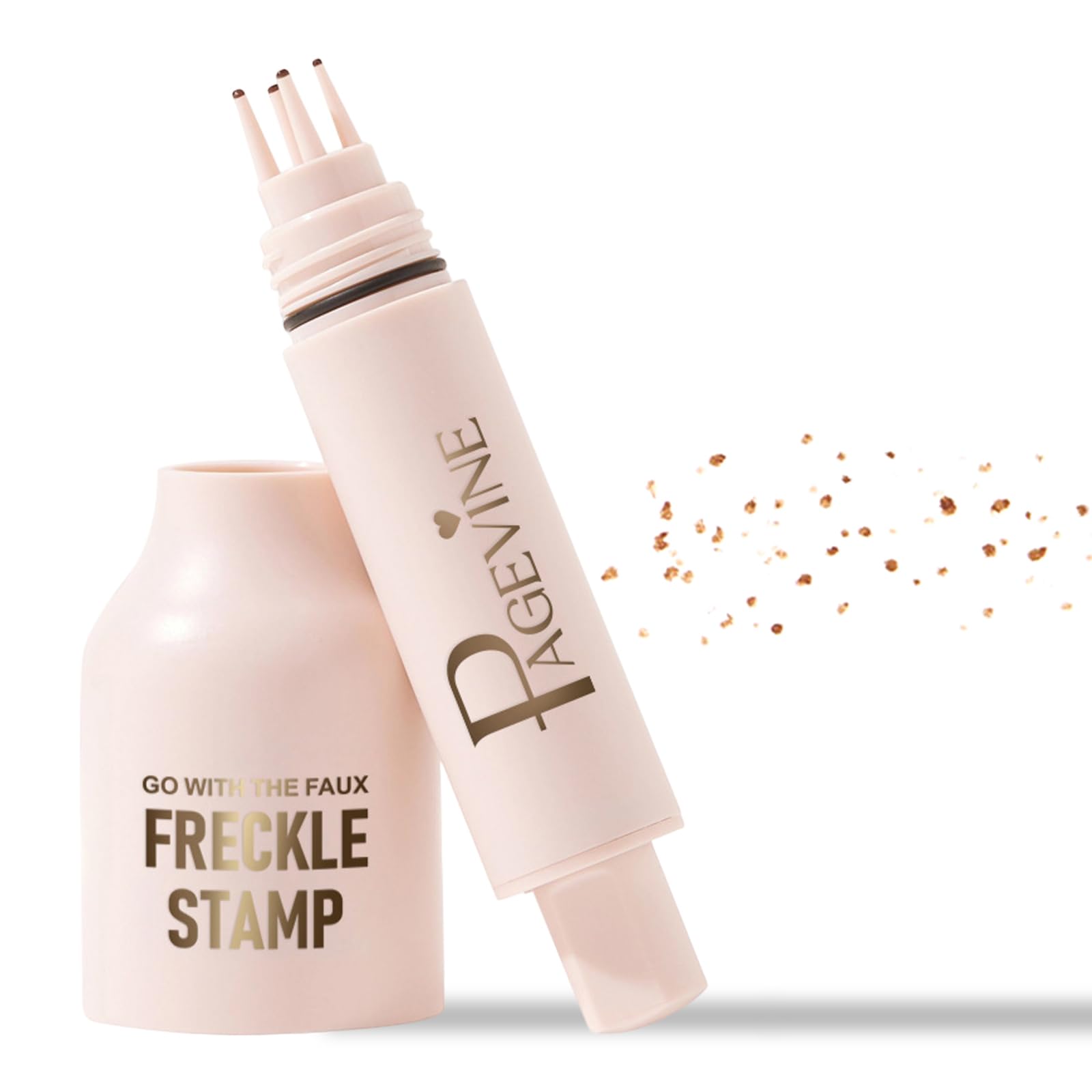 Freckle Stamp - Freckle Pen, Waterproof, Long-Lasting Fake Freckles Quick Dry 5-Point Faux Freckle Stamp Cushion Stain Marker Pencil Tool for Natural and Lifelike Sunkissed Face Freckle Makeup (Light)