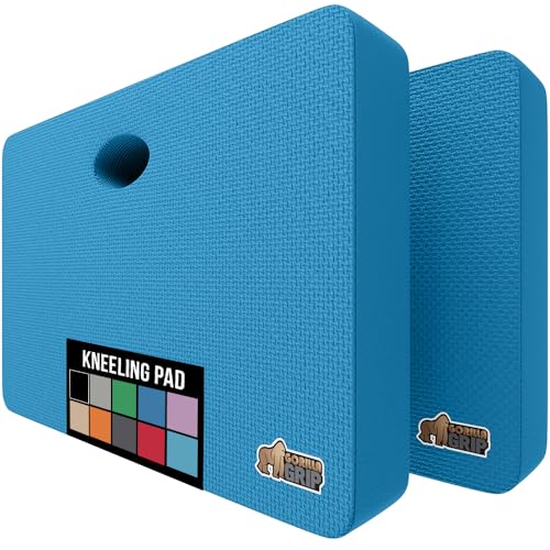 Image of GORILLA GRIP Extra Thick Supportive Foam Kneeling Pad, 2PK, Large Cushion Heavy Duty Knee Pads for Gardening, Baby Bath Time, Dirt and Water Resistant, Workout and Garden Supplies, 17.5x11, True Blue
