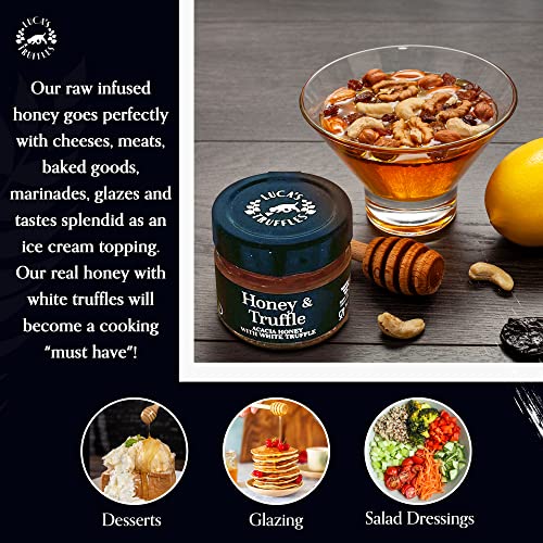 Luca’s Truffles Acacia Honey Truffle (120G) - Honey Flavored With White Truffle - Sweet, Rich, Flavored Honey - Smooth Textured Truffle Honey For Salad Dressings, Glazing, Basting, Desserts & More #TOP2