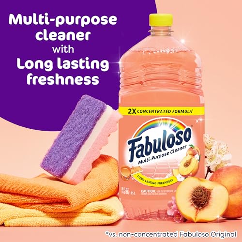Image of Fabuloso 2X Multi-Purpose Cleaner, No Rinse Floor Cleaner, Long-Lasting Freshness, Peach Scent, 56 fl oz
