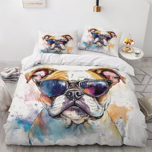 Perro Animal Funda Nordica Cama 135/150 Juvenil,Fundas para Edredón 200x200 con Cremallera,con Funda De Almohada,3D Microfibra Juego De Ropa De Cama para Niños,B18