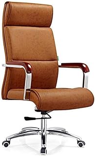 Lwieui Silla de Oficina con Respaldo Alto de Piel Ascensor Silla de Oficina con Ruedas de Escritorio Ajustable Silla giratoria Silla Las sillas de Escritorio (Color : Marrón, Size : Free Size)