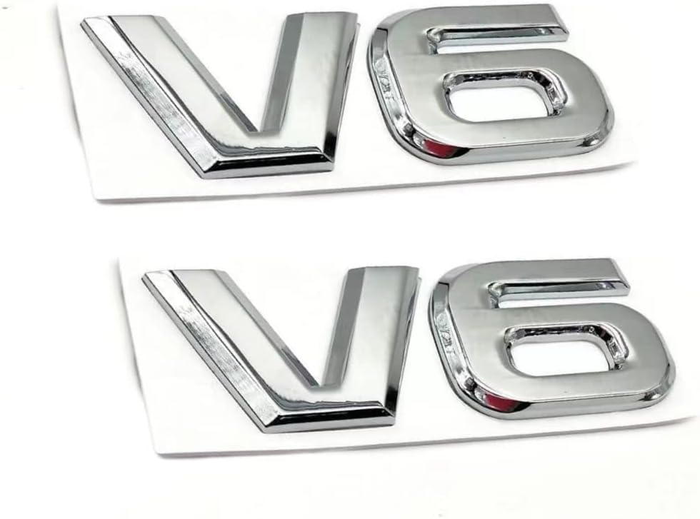 2Pcs V6 Emblem Sticker Car 3D Logo Zinc Alloy Chrome Emblem Badge Decal Replacement for Tacoma (V6&Silver) - Image 5