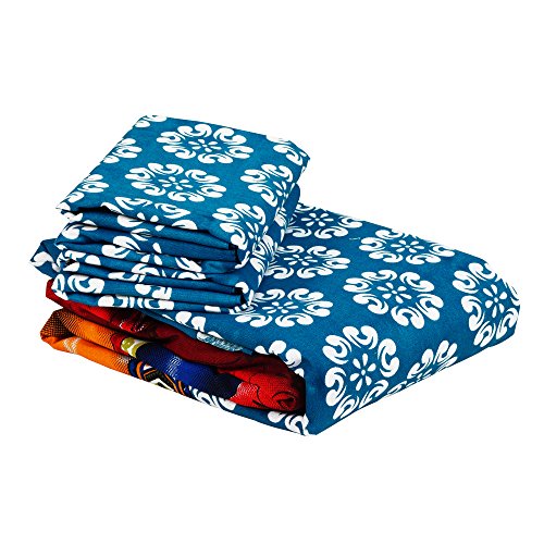 Image of Story@Home Vintage Jaipuri Collection 152 TC Cotton 1 Bedsheet for Double Bed and 2 Pillow Cover - Floral, Blue