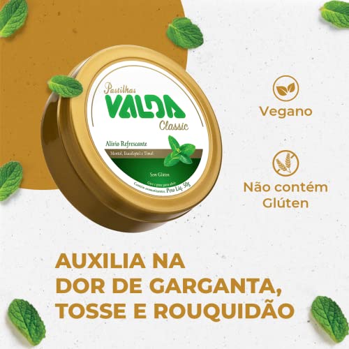 Pastilhas Valda Classic com Eucaliptol, Mentol e Timol – Sabor Mentol e Eucaliptol Kit com 10 Latas