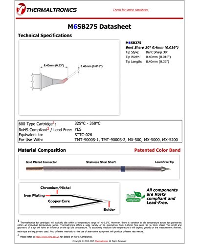 Image of Thermaltronics M6SB275 Bent Sharp 30deg 0.4mm (0.016in) interchangeable for Metcal STTC-026