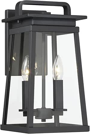 Minka Lavery 73212-66A Isla Vista Clear Glass Panels Outdoor Wall Mount, 2-Light 120 Total Watts, 14" H x 7" W, Coal Black