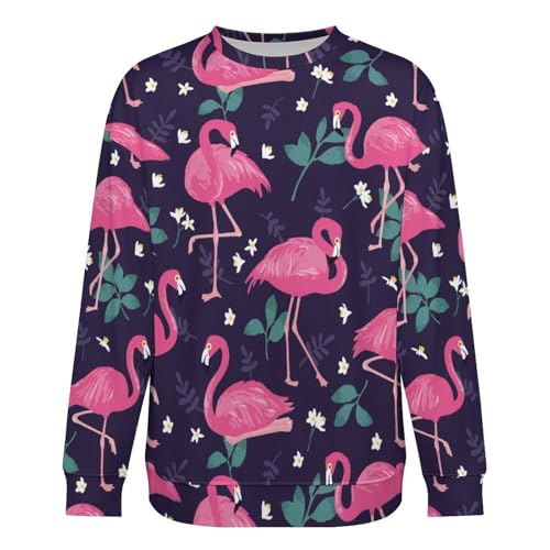 Mens Crewneck Sweater Flamingos Crew Neck Sweater for Men Casual Party Holiday Pullover3