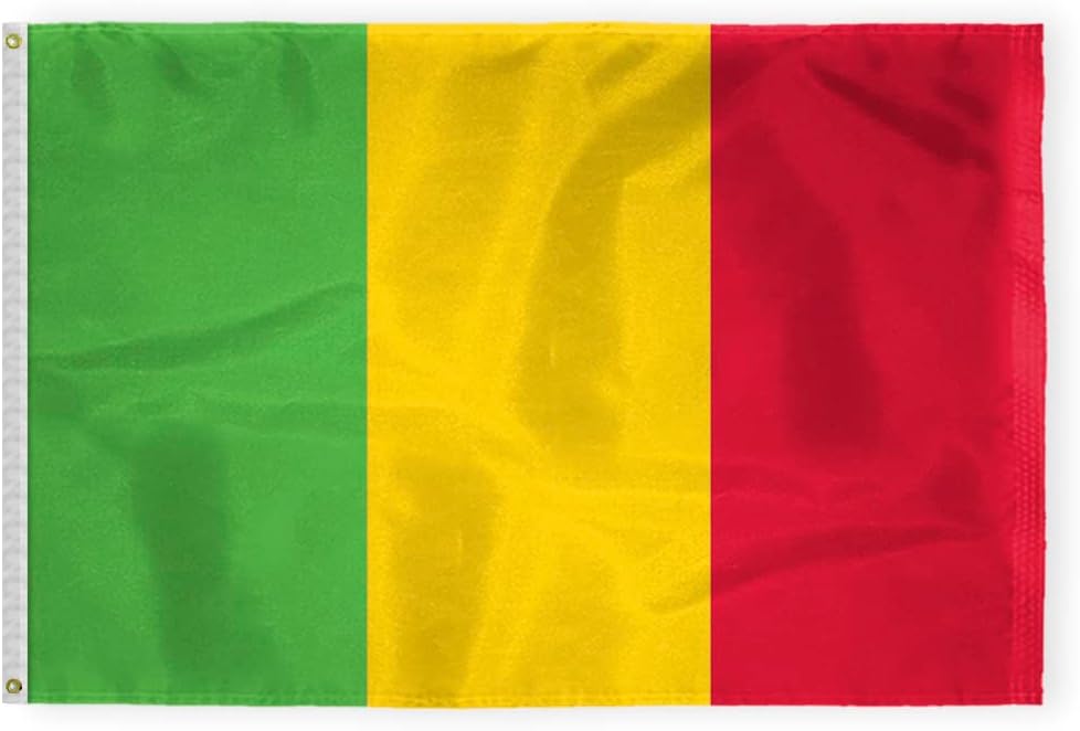 AGAS Mali Flag 2x3 ft Outdoor 200D Nylon Double Stitched Hem Rust Proof Brass Grommets Canvas Header Malian National Flag