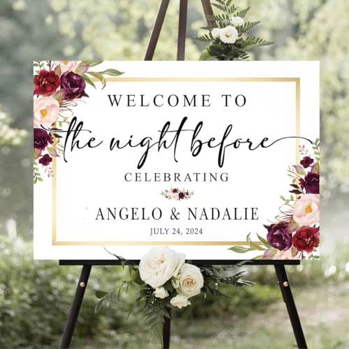 GLAVICY Personalized Decorative Rehearsal Dinner Welcome Sign, Eucalyptus, 12 x