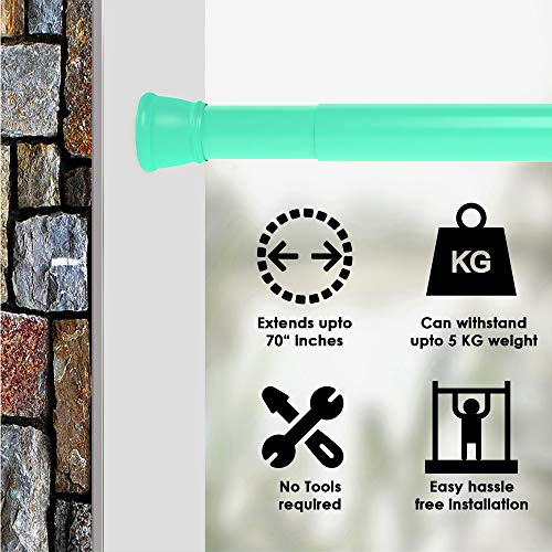 Image of Story@Home- Shower Curtain Rod, 100-160CM Adjustable Curtain Rod, Tension Spring Installation(No Tools Needed), Sturdy & Rust-Proof Curtain Rod, Ocean Green |Set of 2| No Drilling for Wall