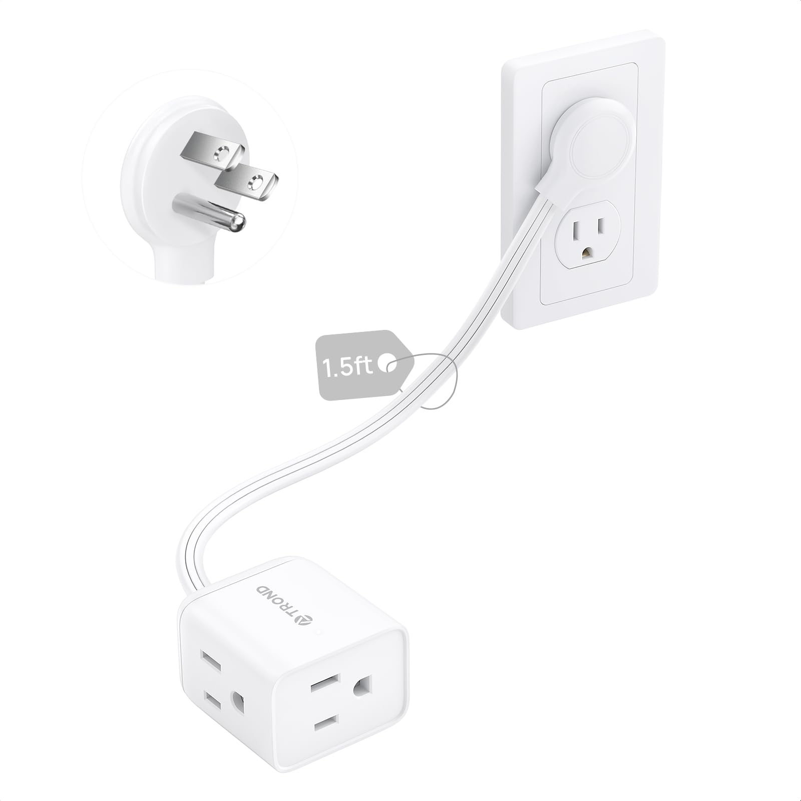 TROND 6ft Right Angle Extension Cord - Space Saving! -17 TROND 6ft Right Angle Extension Cord - Space Saving! -17