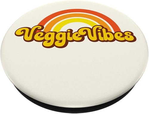 Miniatura 2 de Veggie Vibes - Soporte y agarre para teléfonos y tabletas, diseño retro de los años 70 y 80, color naranja, Negro