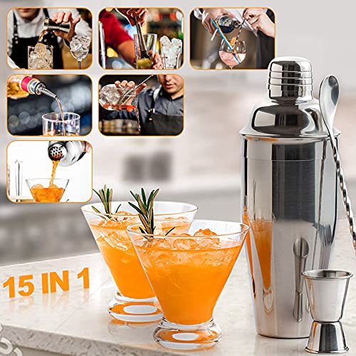 Cocktail Making Set Geschenken voor Mannen & Vrouwen-Cocktail Gift Sets Cocktail Shaker Set Cocktail Making Kit, Cocktail Mixer Set w/Recept, Barman Kit w/Stand, Kerstcadeaus Cocktail Maker Set - Image 4