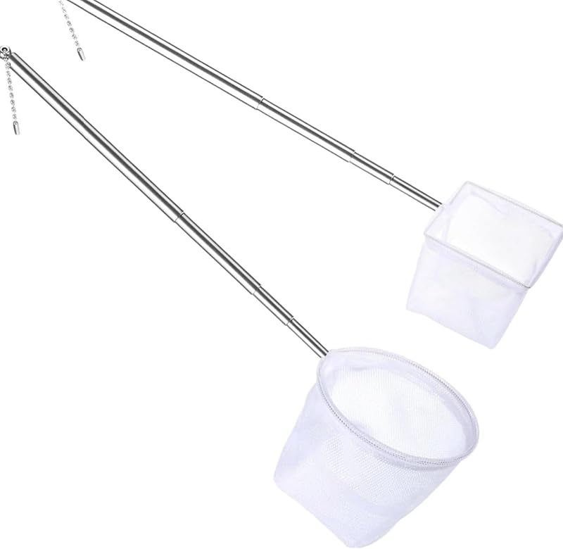 2-Pack Aquarium Fish Net,Fast-Dry Mesh Scoop with Extendable Handle | 3.3In & 2.6in Fishes Tank Shrimp Net Debris Cleaning Tools,Small Fish Net for Fish Tank for Shrimp & Bettas