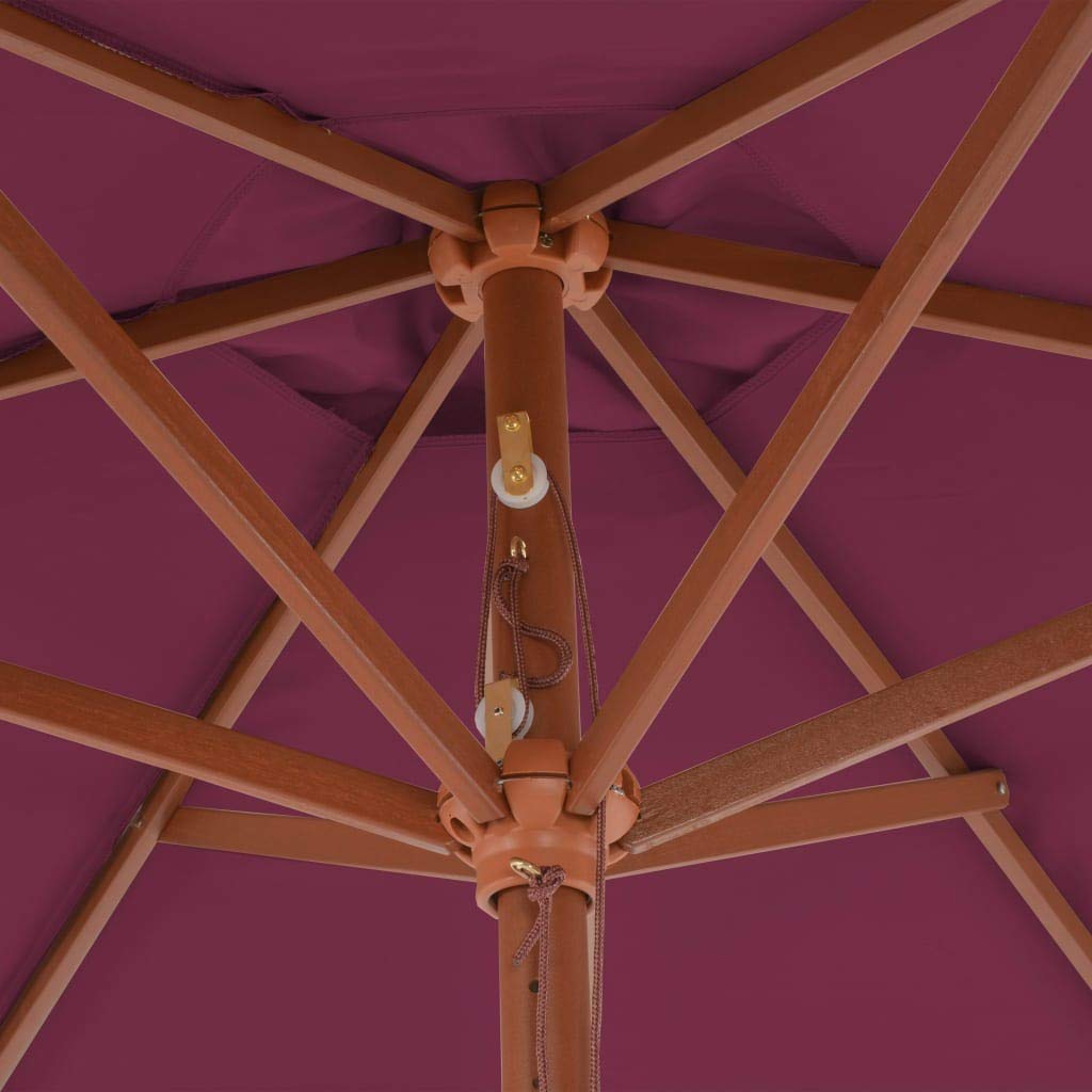 Homgoday Sombrilla de jardín con Palo de Madera Rojo Burdeos 300 cm Sombrilla de Jardín,Protección UV Sombrilla Jardín Grande Orientable Jardín Parasol Balcón