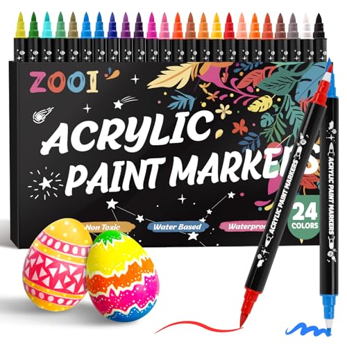 ZOOI 24 Farben Acrylstifte für Steine Wasserfest FT (1)