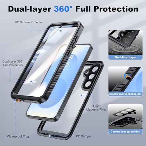Image of ANTSHARE IP68 Waterproof Case for Samsung Galaxy S25 Plus, Black