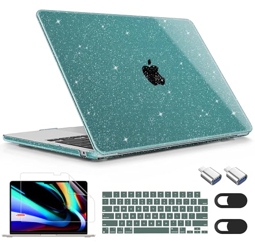Mektron Funda con purpurina para MacBook Air 2024 M3 de 13.6 pulgadas A3113, fundas rígidas de plástico para MacBook Air 2022 2023 de 13.6 pulgadas A2681 M2 Chip con pantalla Retina líquida compatible