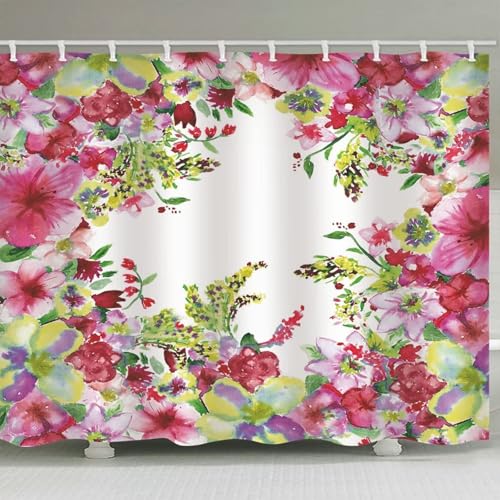 Rideau de douche en polyester de qualité supérieure au design fleuri rose - 3