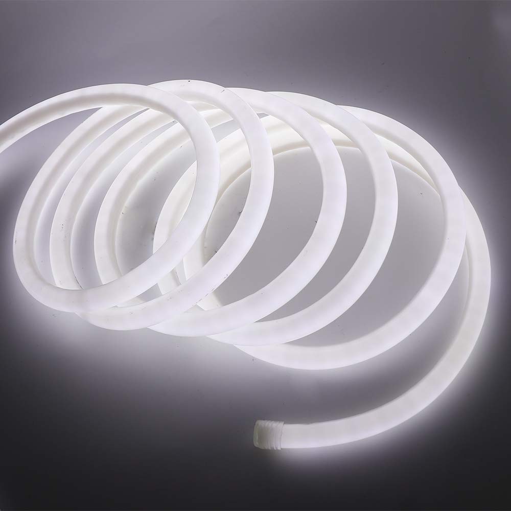 220V LED Neon Tubo [25m, blanco 6000K], SMD2835, cortable, IP67 resistente al agua, tira LED flexible de silicona, diseño DIY, iluminación decorativa para el hogar y tiendas