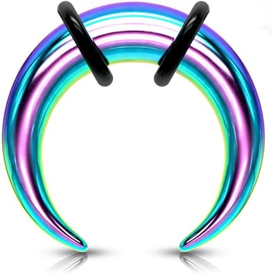 Rainbow Steel Septum Pincher Ring Stretching Ear Plugs Tapers Horseshoes Gauges 00g 0g 1g 2g 4g 6g 8g 10g 12g 14g gauge