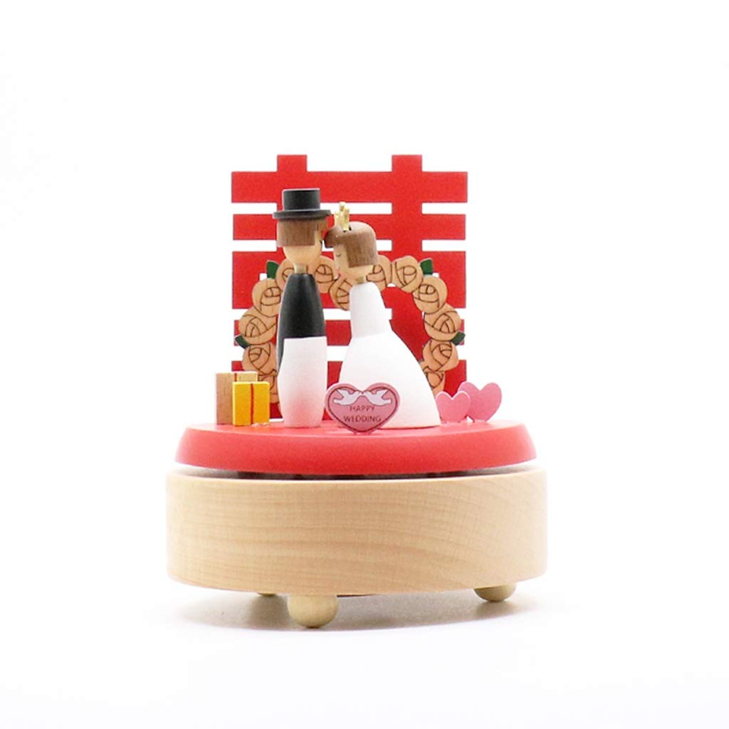 Music Box decoration Clockwork Musical Box,Rotating Music Box, Cute Doll Music Box, Couple Music Boxes, Wooden Music Box, Give Wedding Gifts Music Boxes (Color : A)