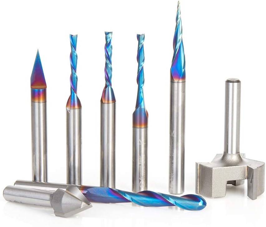 Amana Tool AMS-224 8-Pc CNC Premium Router Bit Set 1/4 Inch Shank